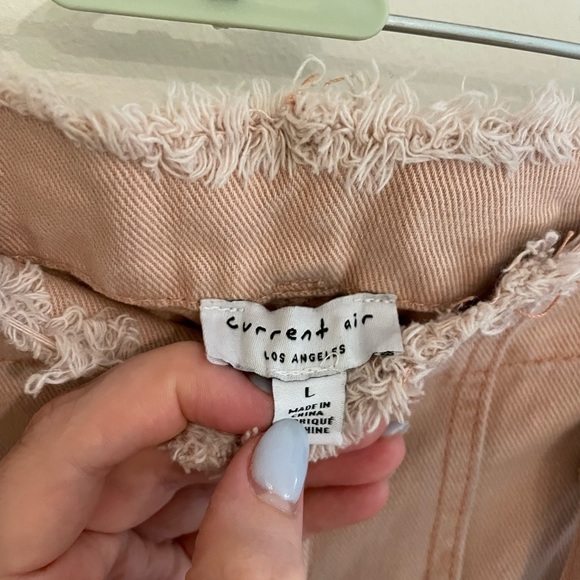 Blush pink high waisted wide/straight leg jeans with tie belt - size large - Picture 4 of 4